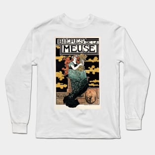 BIERES DE LA MEUSE c1896 by Marc Auguste Bastard French Art Nouveau Lithograph Long Sleeve T-Shirt